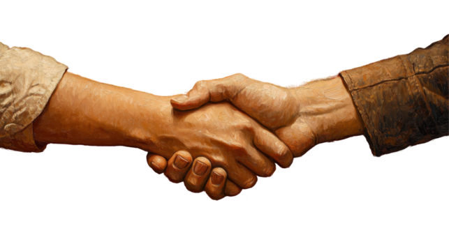 Hands shake in a gesture of agreement symbolizing trust and cooperation between two individuals