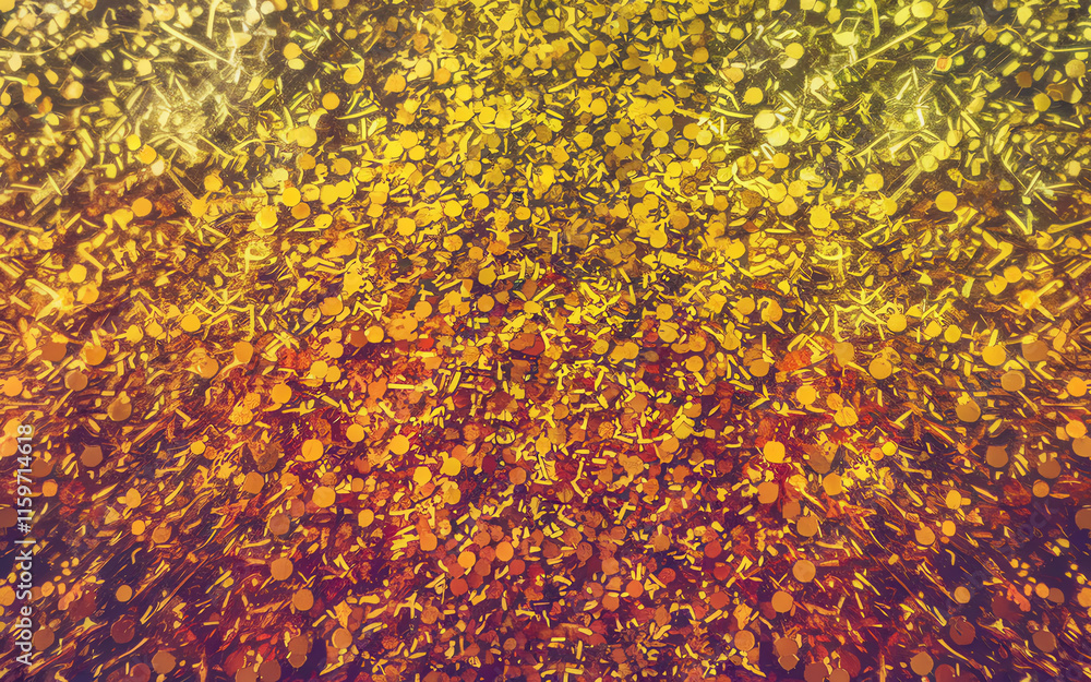 Poster abstract composition of golden shapes creating a vibrant background for artistic designs and textile
