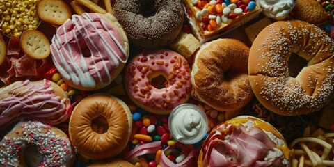 Baked goods in a variety of flavors and decorations