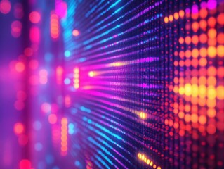 Obraz premium Stylish wall art with augmented reality digital enhancements, soft neon glow, sleek modern home decor, vibrant colors, futuristic and artistic vibe