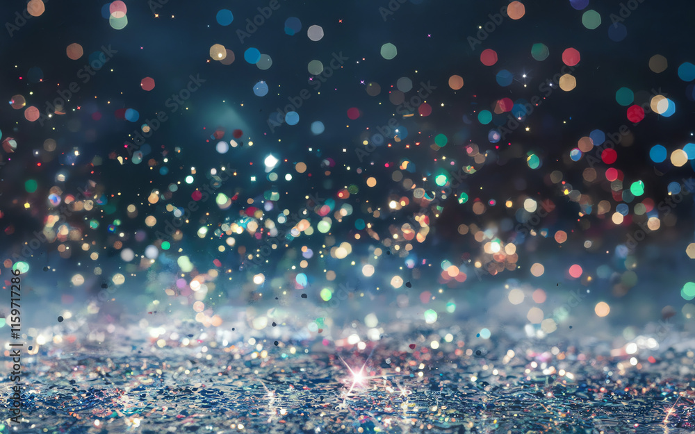 Poster sparkling lights create a mesmerizing effect during a festive celebration in a dimly lit space