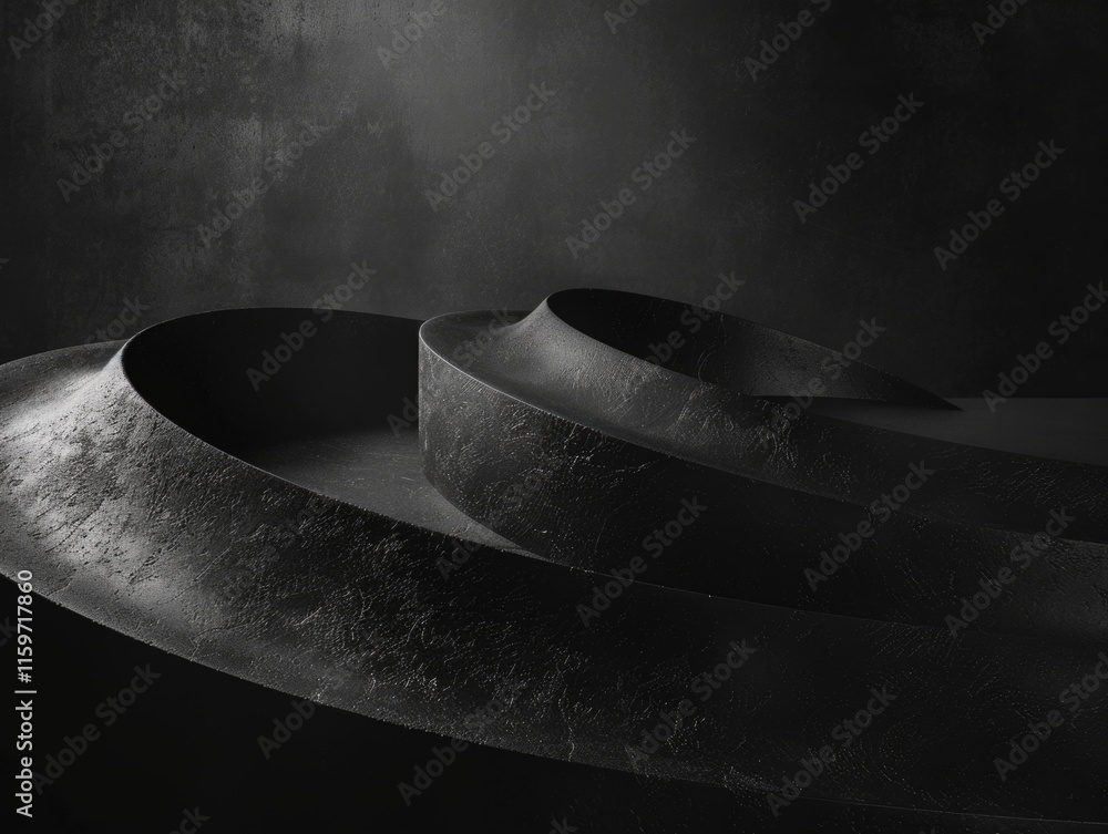 Aufkleber black and white image of a curved surface with a dark color. the image has a mood of mystery and int