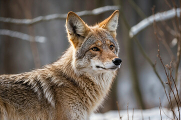 Fototapeta premium Graceful Coyote in Winter Wilderness