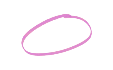 Pink highlighter circle on transparent background. Marker pen highlight underline stroke. PNG