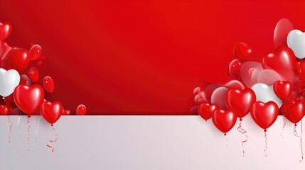 Colorful floating red hearts symbolizing love and happiness.