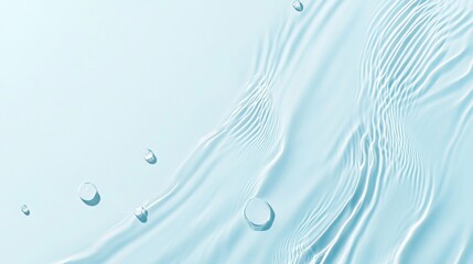 Water wave cosmetics concept. Skin care pure fluid pattern background. Fresh mousturusing gel or serum texture overlay