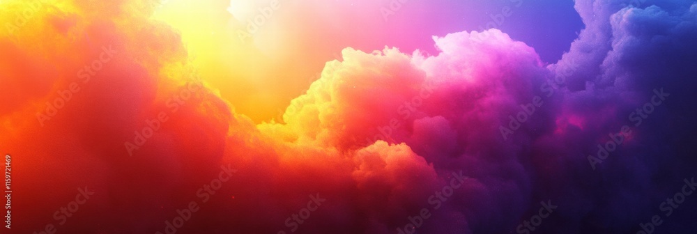 Poster colorful explosion of vibrant hues and soft clouds offering ample space for text and creativity. gen