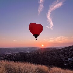 Fototapeta premium Romantik pur: Herz-Heißluftballon am klaren Himmel