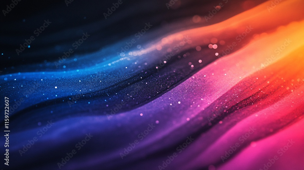 Poster abstract waves of vivid colors blend seamlessly, creating a dynamic and vibrant mood.