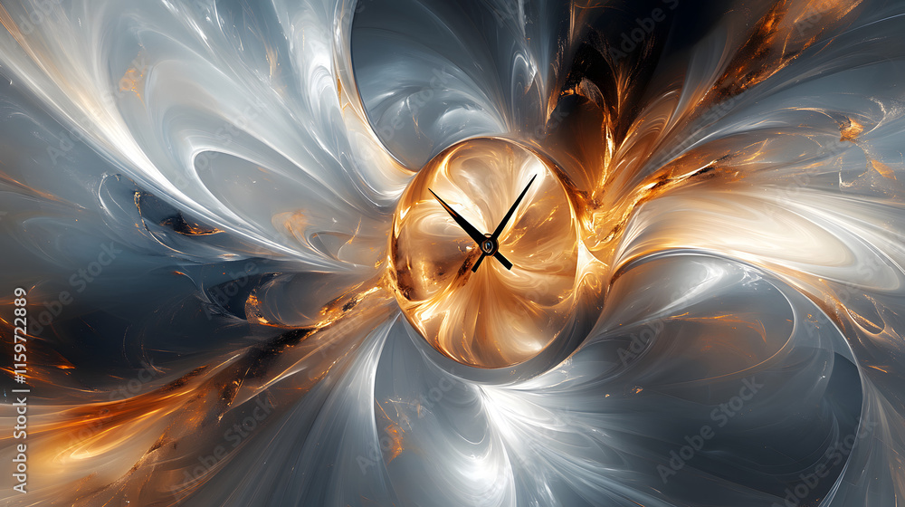 Aufkleber abstract clock in swirling, dynamic fractal design.