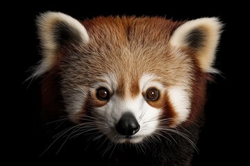 Closeup red panda portrait with expressive eyes in bold lighting