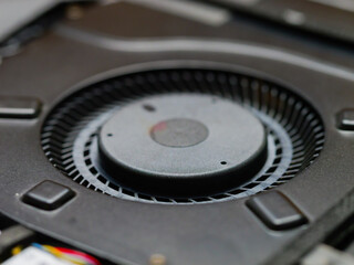 Detail for laptop fan. Fixing notebook. Repairing computer.