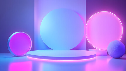 Obraz premium 3d rendering of Blue and purple abstract geometric background. Scene for advertising, technology, showcase, banner, game, sport, cosmetic, business, metaverse. Sci-Fi Illustration. Product display