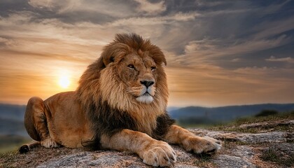Naklejka premium Majestätischer Löwe in der Abendsonne
