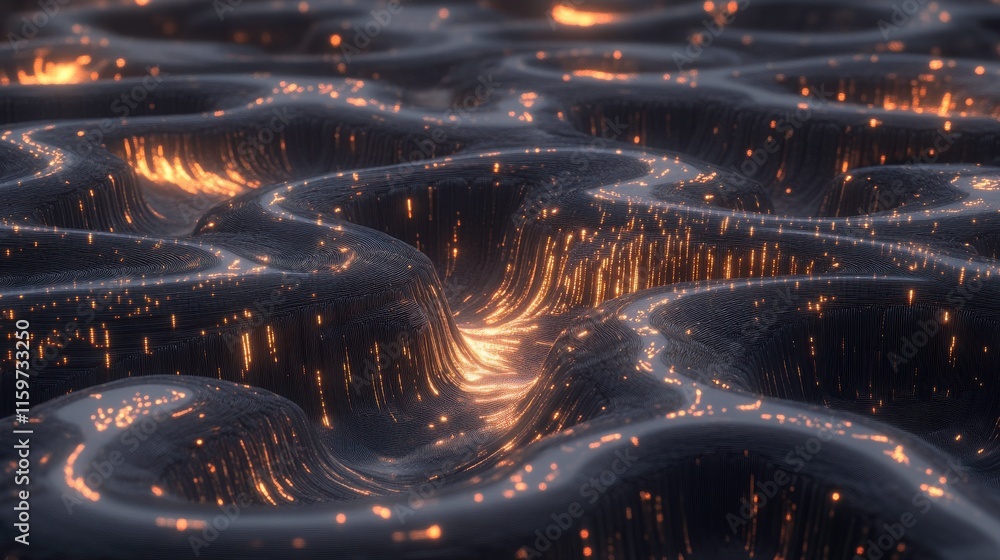 Poster abstract neural network grid with light animation
