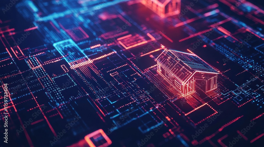 Poster abstract representation of smart home iot devices