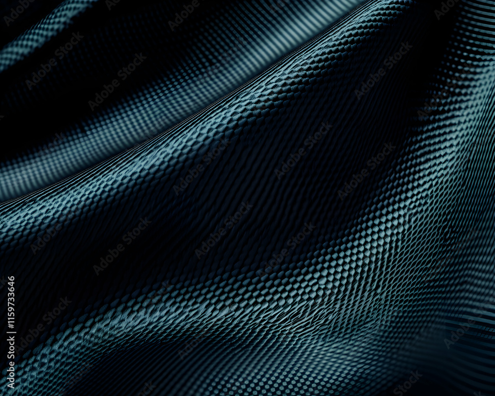 Poster abstract close-up of dark teal textured fabric, showcasing its subtle waves and intricate pattern. i