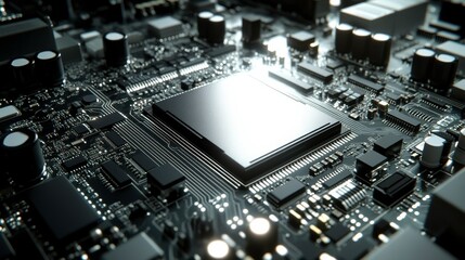 Fototapeta premium Abstract Tech Microchip Circuit Close-up Animation