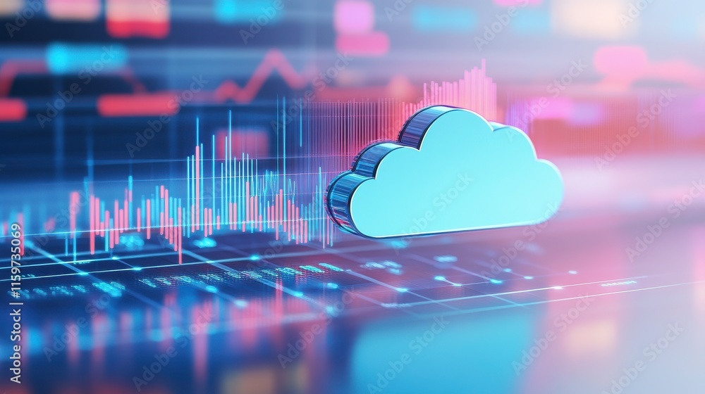 Poster cloud computing for business with financial graphs