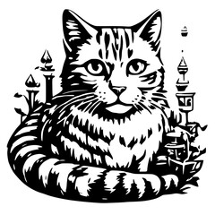 Cat in Playful Pose - Energetic Pet Vector