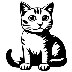 Cat in Sitting Position - Calm and Collected Vector