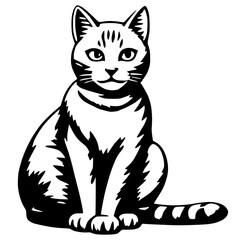Cat with Alert Expression - Focused Pet Vector