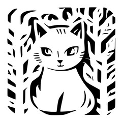 Cat in Focused Stance - Concentrated Pet Vector