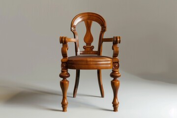 Classical wooden chair isolated against gray background