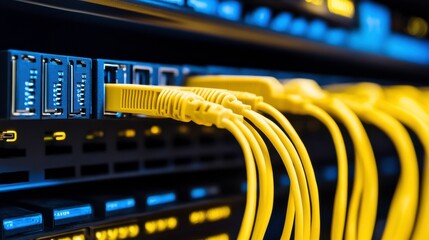 Data Center Equipment with Connection Ports in Low Light