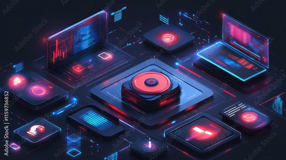 Poster digital backup and disaster recovery graphics concept