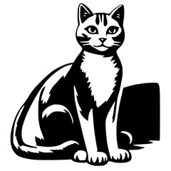 Cat with Graceful Eyes - Calm Pet Vector