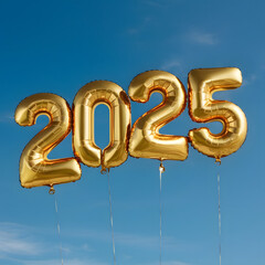 Celebratory 2025 Foil Balloons New Year Background