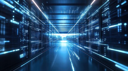 Digital Network Room with High Contrast Lines