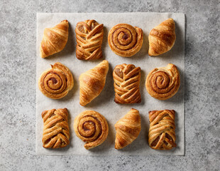 various freshly baked pastries