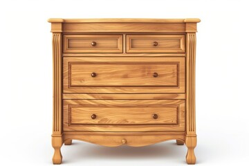 Modern designer wooden furniture series with commode on white background.