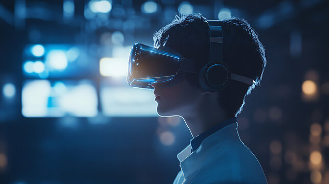 A mentor using virtual reality technology to simulate different career scenarios, allowing mentees to experience and explore their potential paths.  