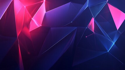 Abstract pink and blue glowing geometric shapes.