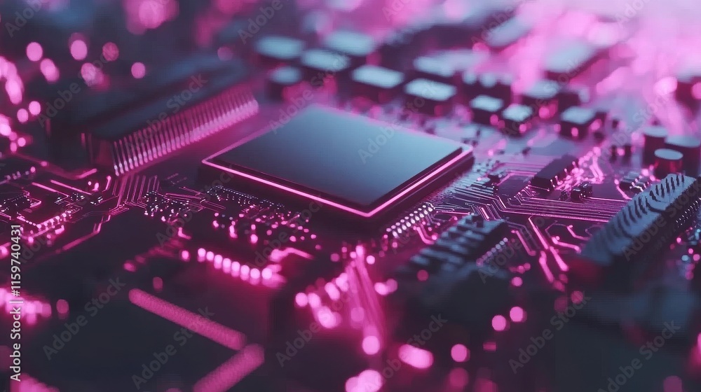Poster dynamic microchip visuals in tech environment