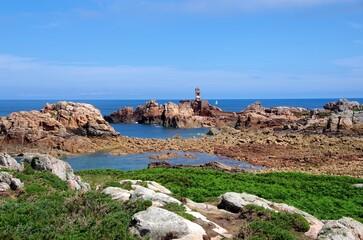 Seascape on the Brehat island in Brittany in France, Europe