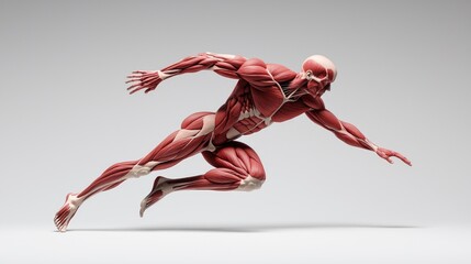 Dynamic human anatomy model running in studio environment 3d visualization sports concept fitness health