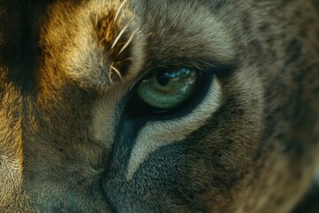 Intense closeup portrait of lioness in soft light