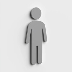 3d render of gray male user icon on white background