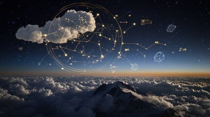 Hybrid Cloud Environments with Tech Graphics in Low Light