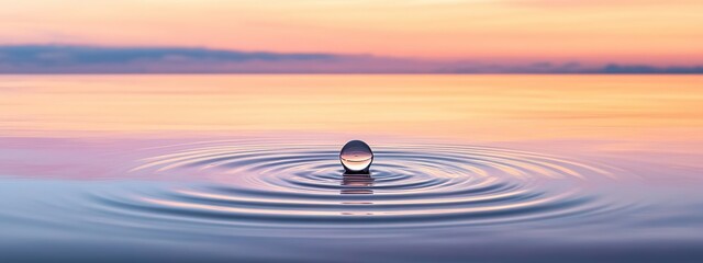 Gentle Water Droplet and Ripple on Smooth Pastel Gradient Surface
