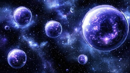 Fototapeta premium Multiverse concept illustration of multiple universes as bubbles floating in space.
