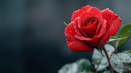 Beautiful Red Rose with Water Droplets