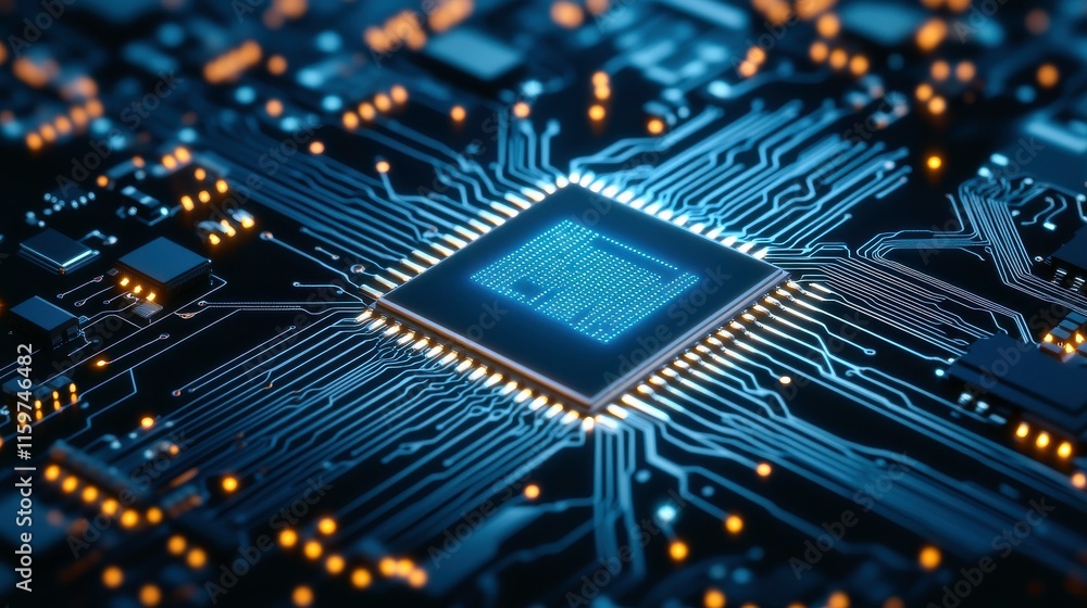 Poster Microchip Circuitry in a Tech Setting