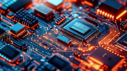 Obraz premium Microchip Design in Tech Workshop Environment