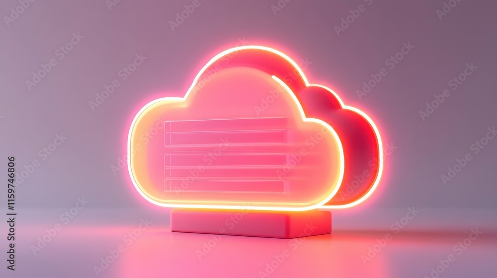 Poster minimalist cloud storage animation in soft light