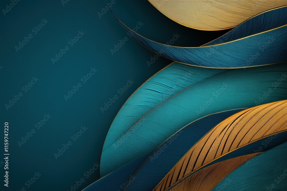 Poster abstract peacock feather inspired design featuring vibrant colors and ample space for text or brandi